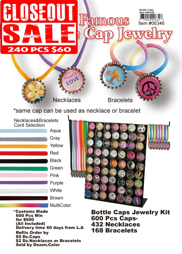 Bottle Cap Jewelry - Closeout 240 Pcs.